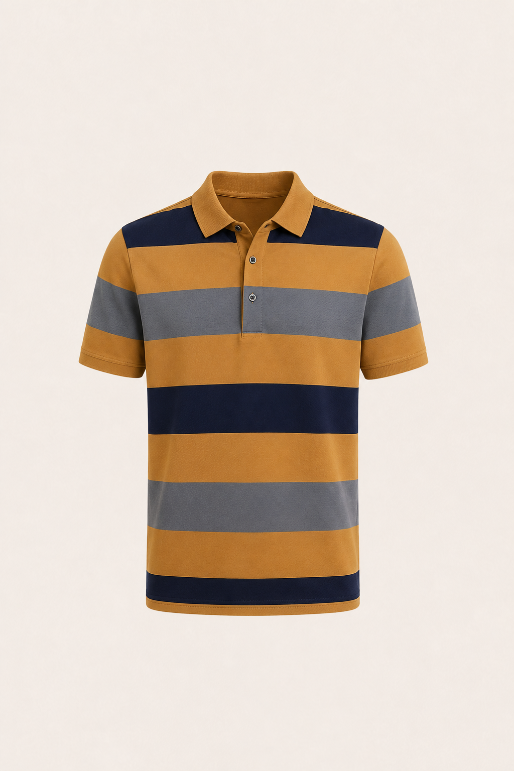 Parello Striped Cotton Polo Mustard