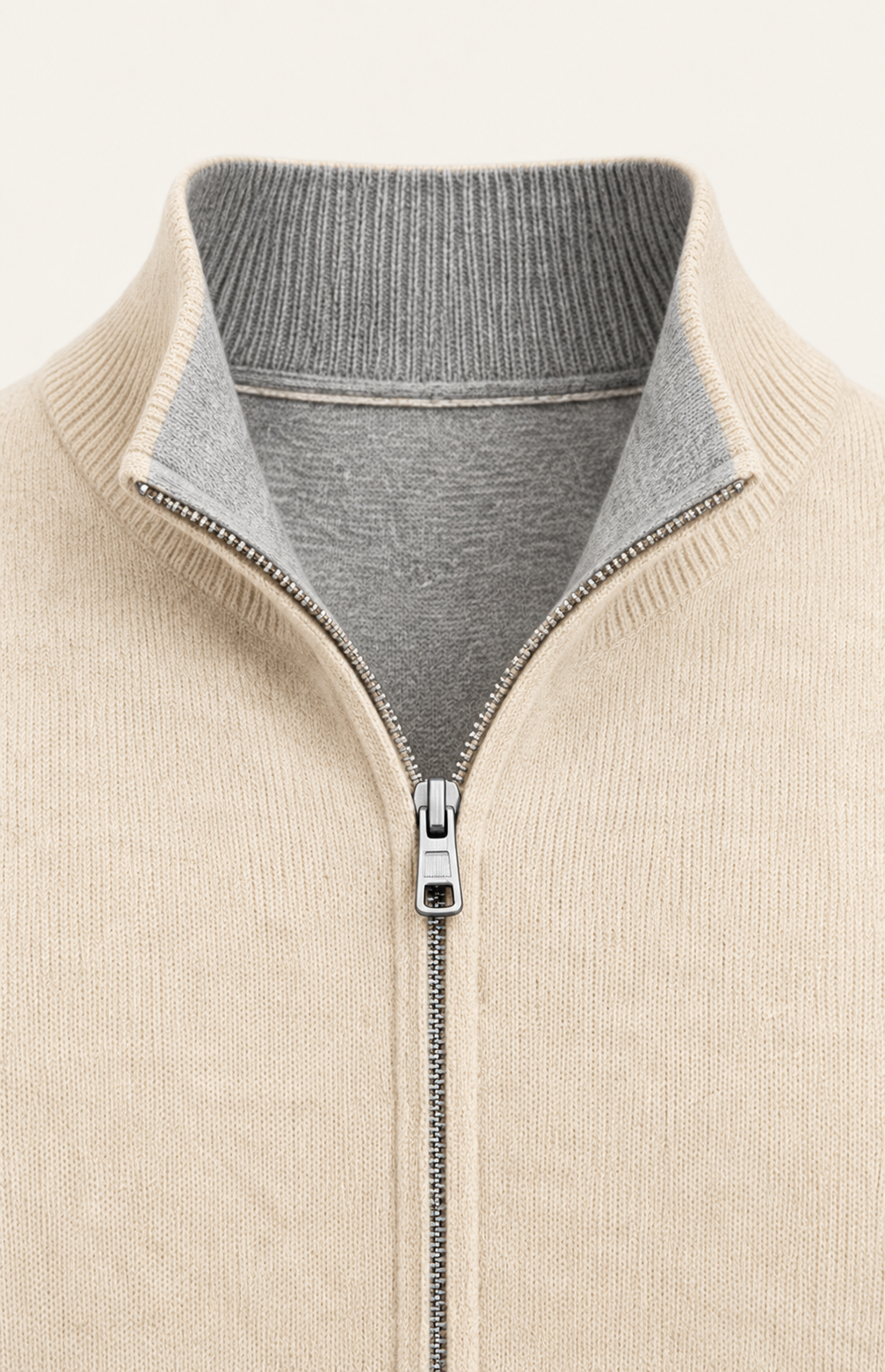Sivaro Cashmere Reversible Zip Knit Beige & Grey