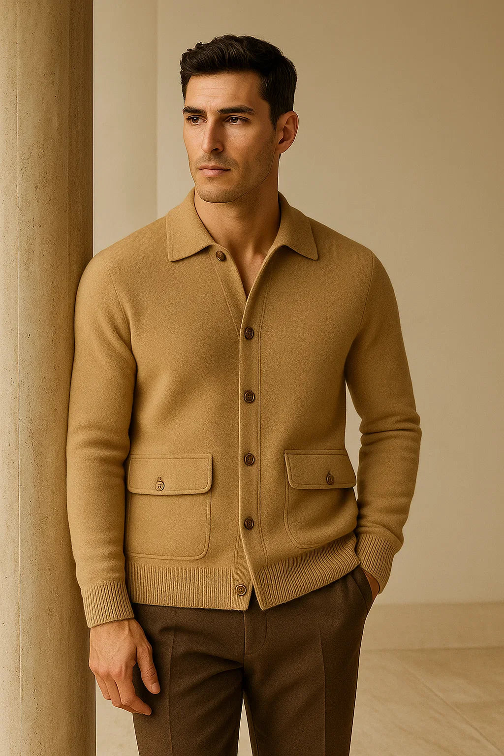 Silavo Cashmere Cardigan Camel