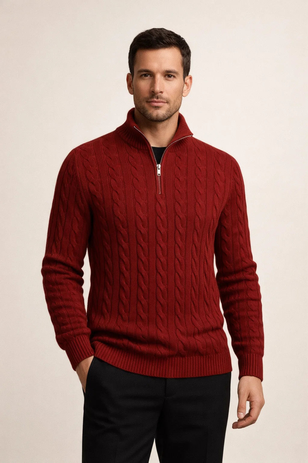 Tilano Cable Knit Burgundy