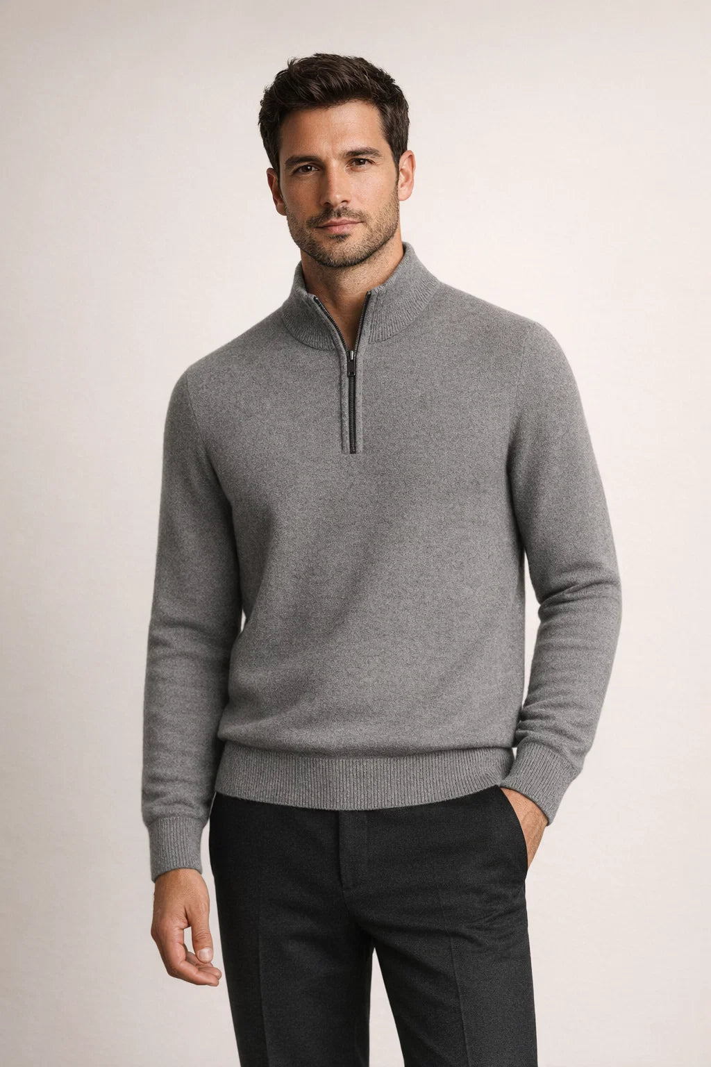 Caveli Quarter-Zip Knit Grey