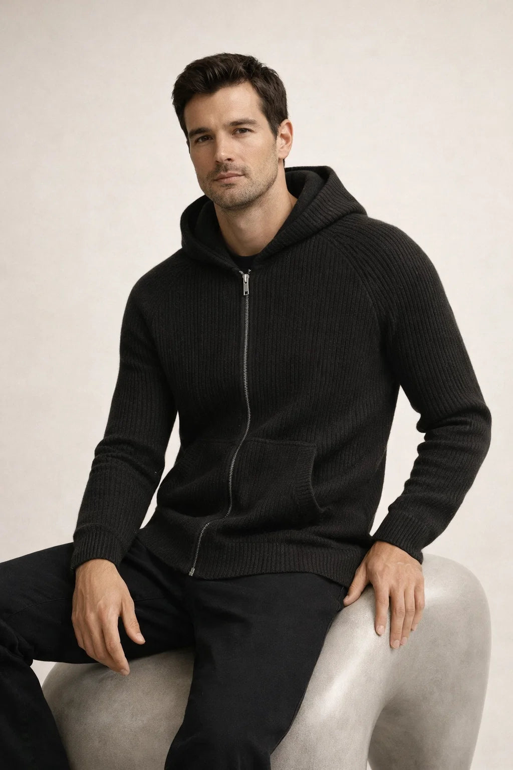 Velani Hooded Knit Black