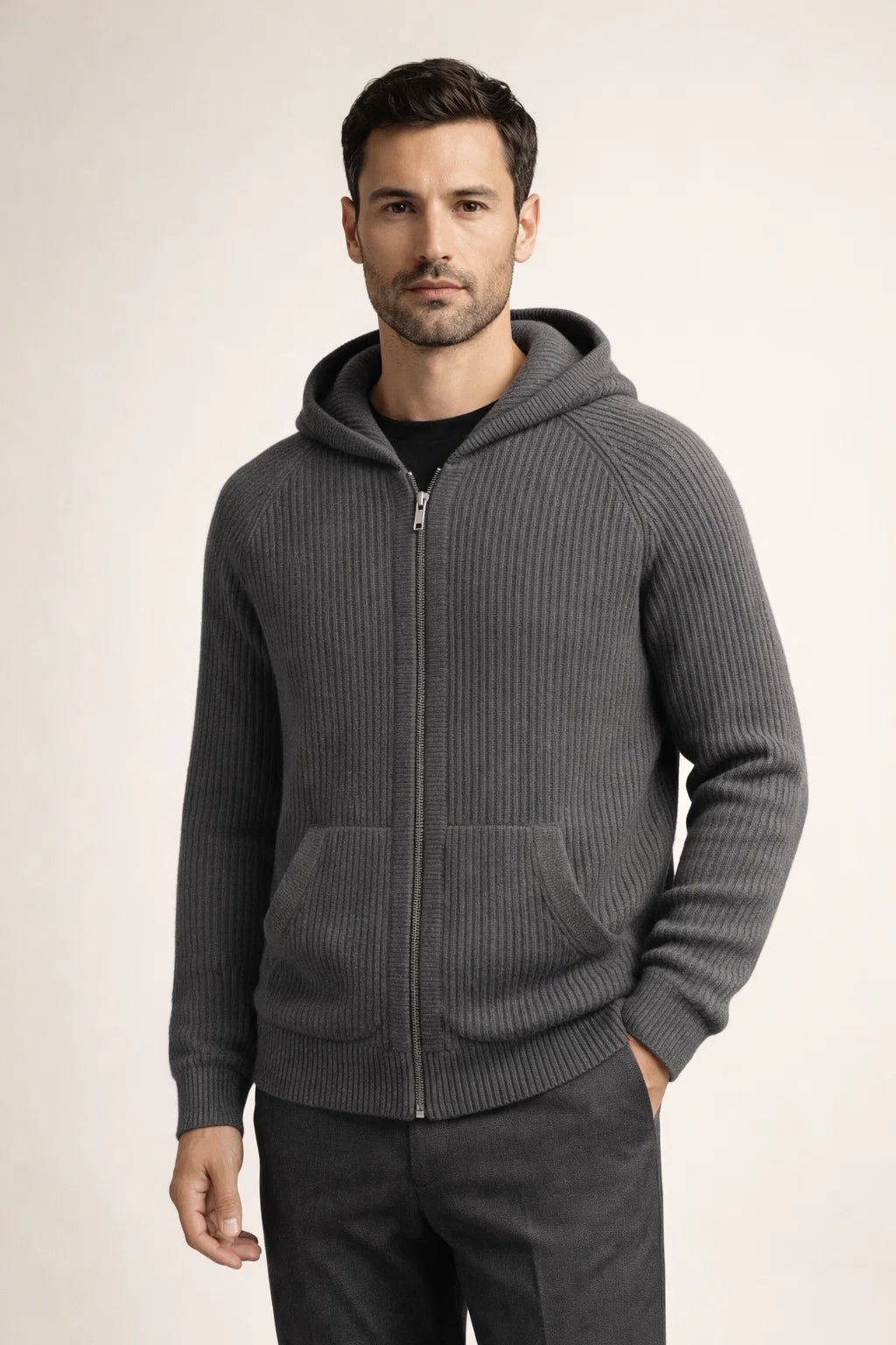 Velani Hooded Knit Dark grey