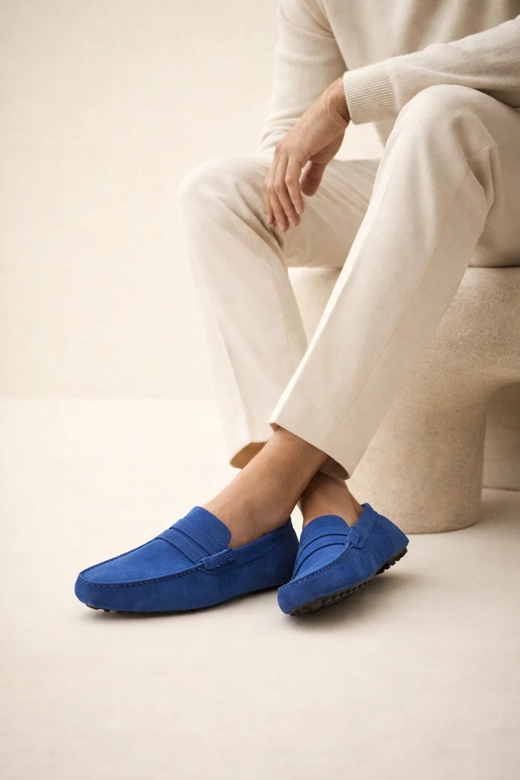 Suede Driver Loafers Blue