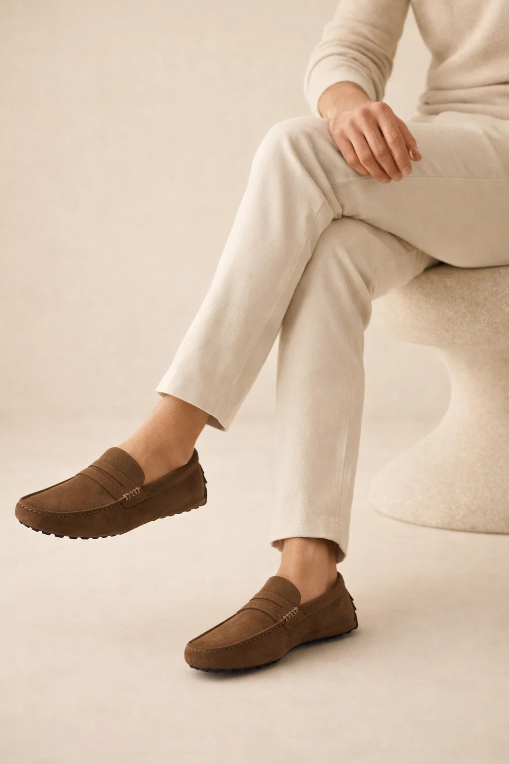 Suede Driver Loafers Brown