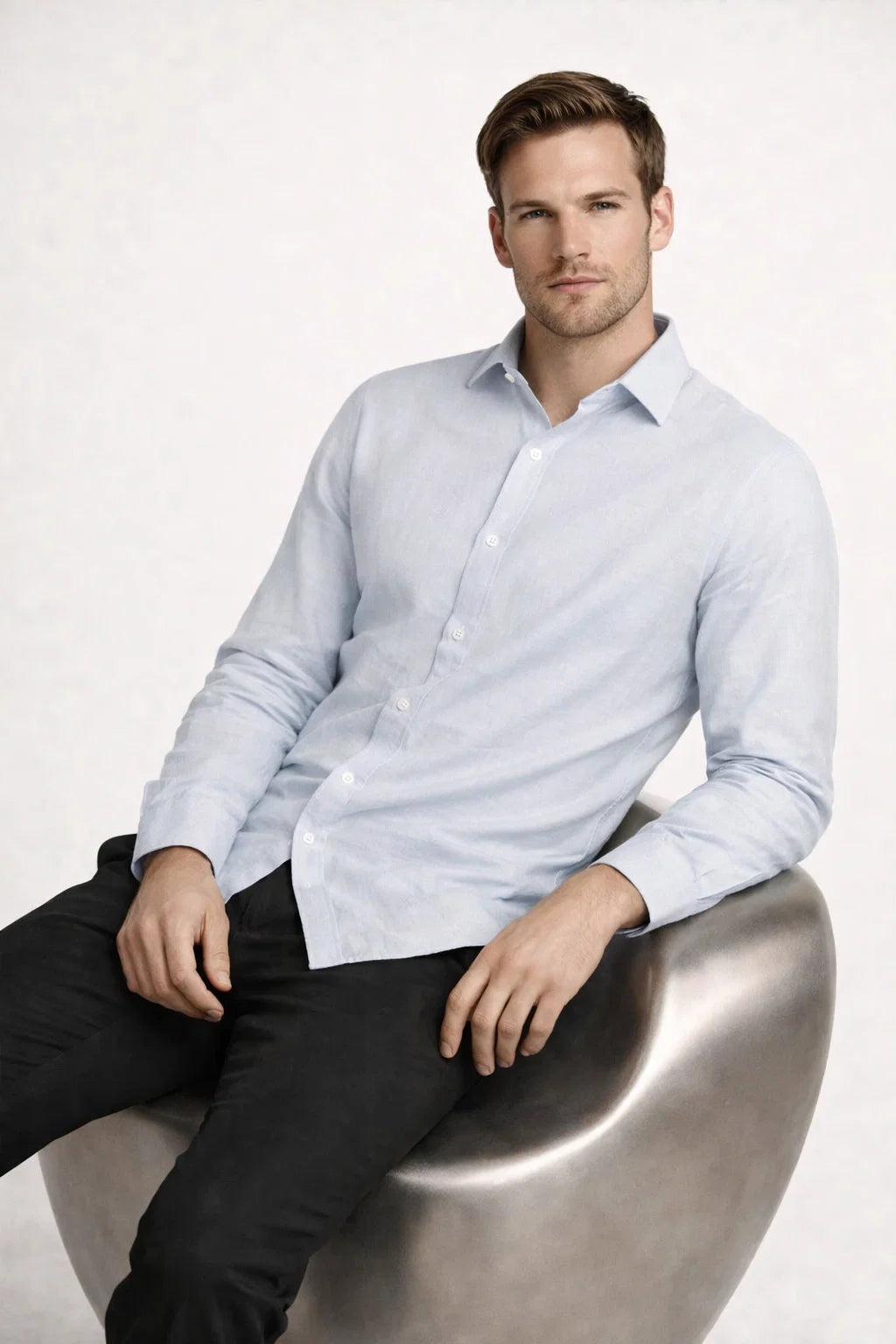 Avari Linen Shirt Light Blue