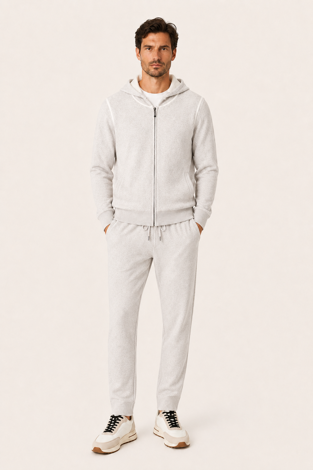 Ladore Cashmere Hooded Set Grey