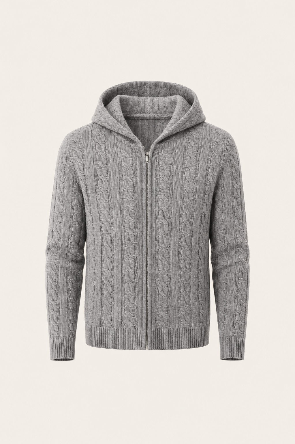 Avero Hooded Cable Knit Grey