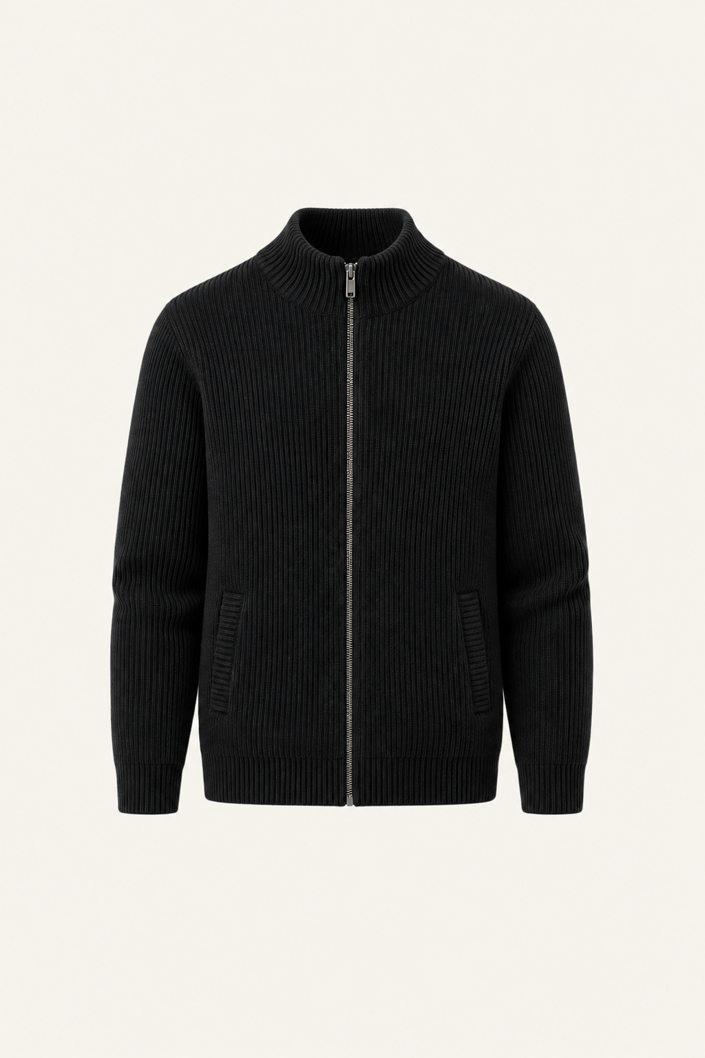Narivo Wool Zip Knit Black