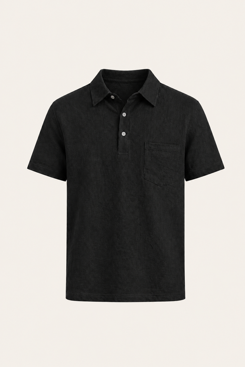 Linano Linen Polo Black