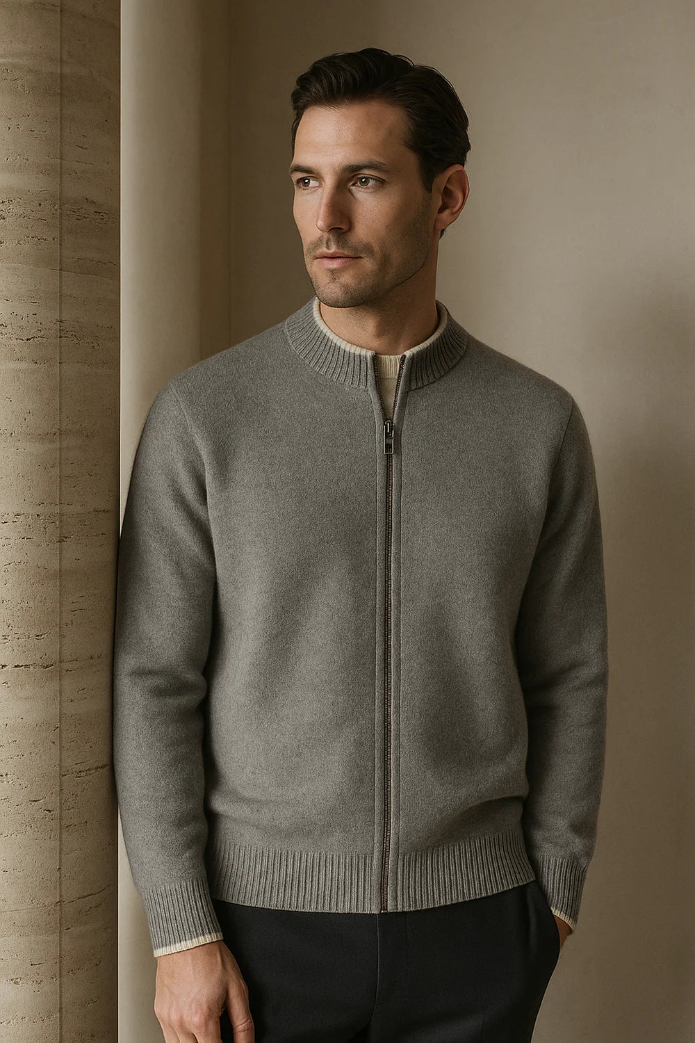 Neviro Zip Cardigan Grey