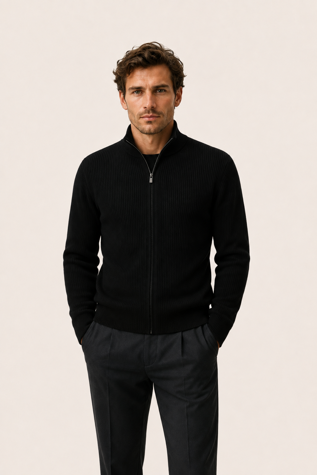 Arelon Zip Knit Black