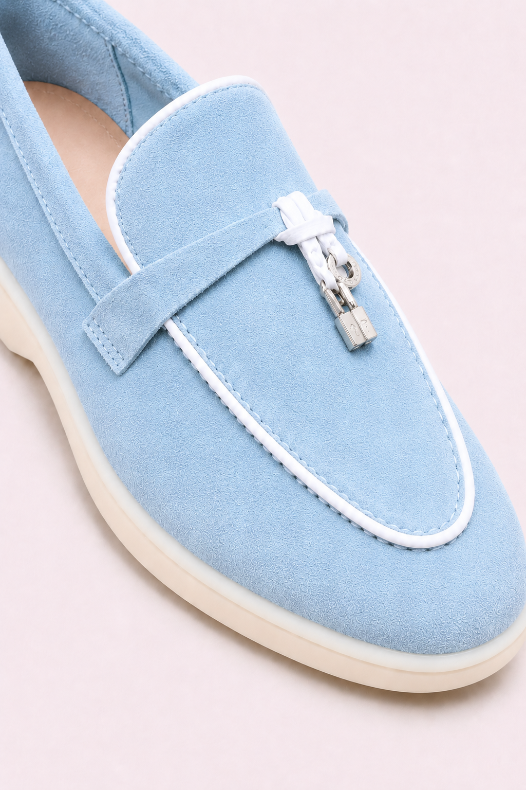 Amari Buckled Loafers Light Blue