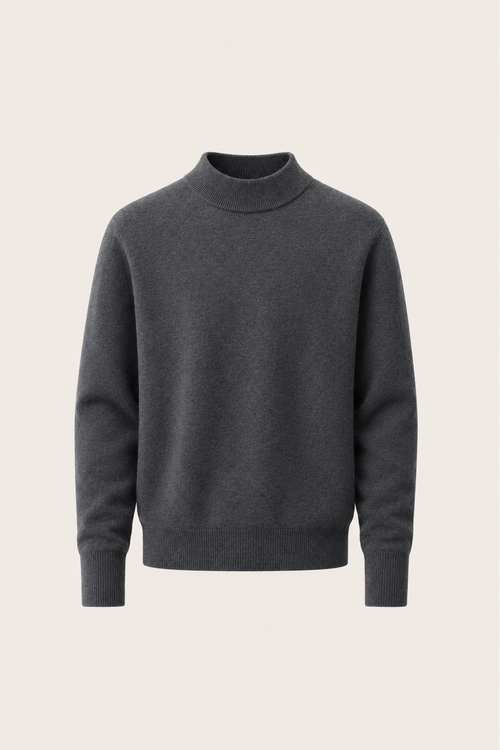 Aurelio Cashmere Mock Neck Charcoal