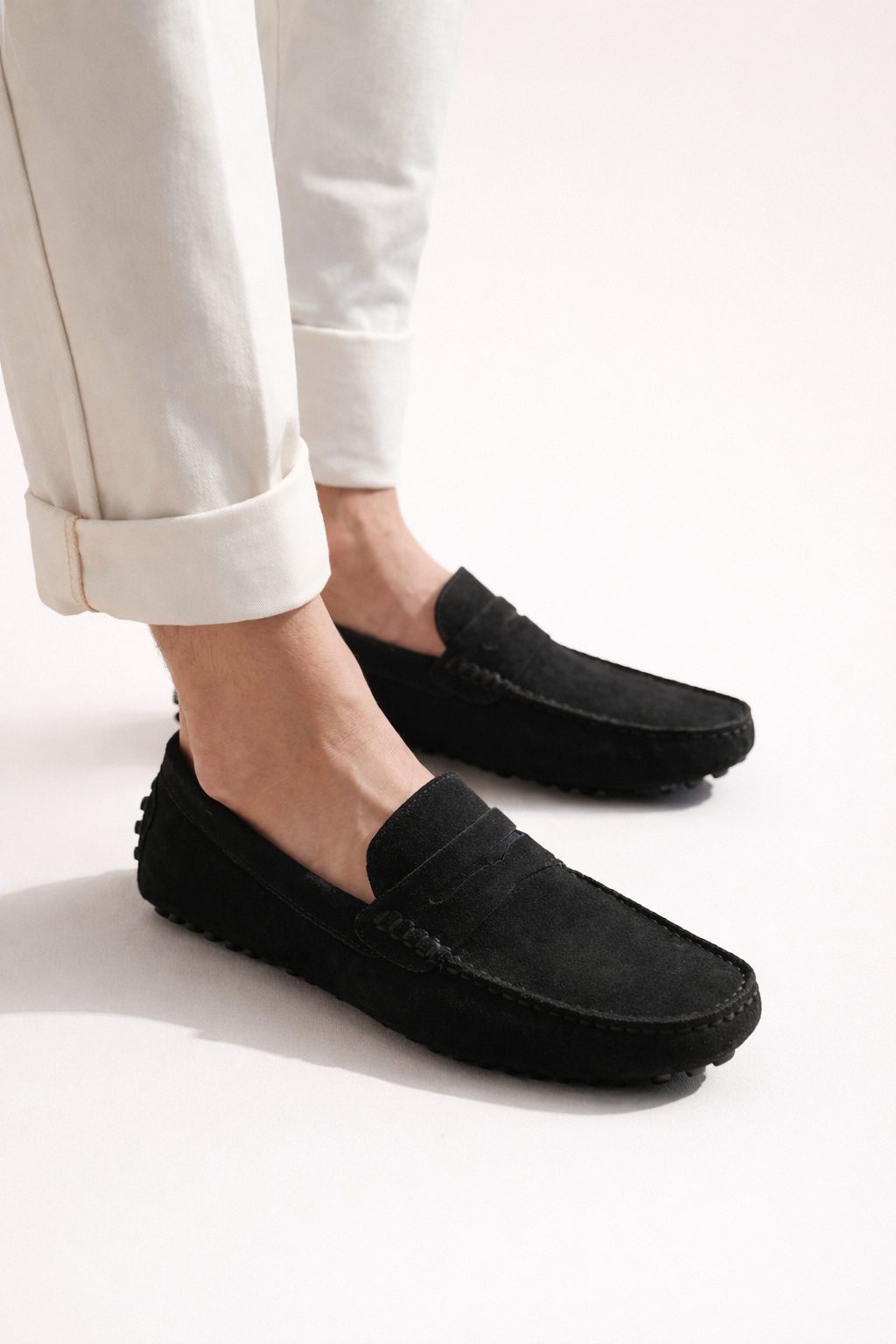Suede Driver Loafers Black
