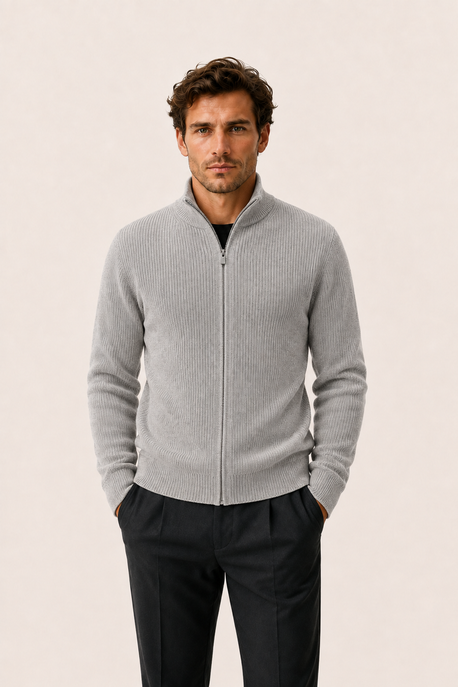 Arelon Zip Knit Grey