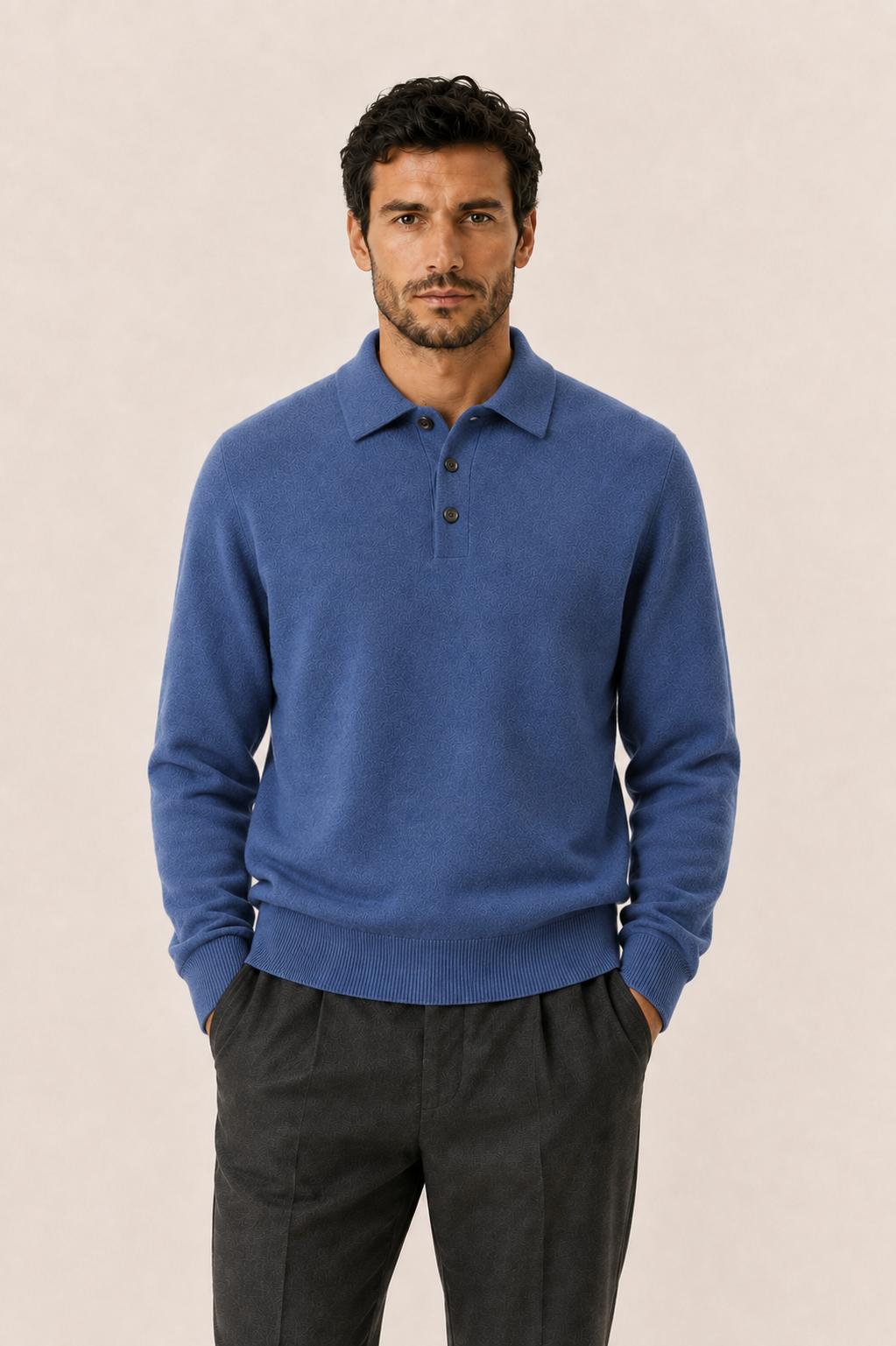 Avarel Wool Polo Knit Blue