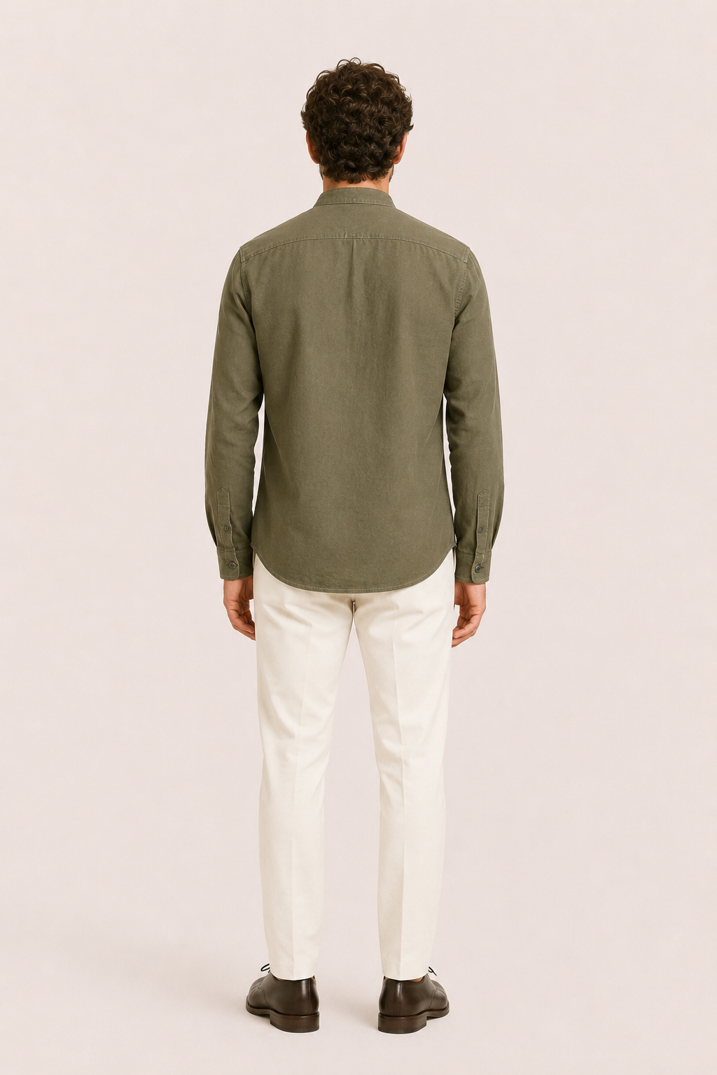 Gavero Linen Quarter Shirt Green