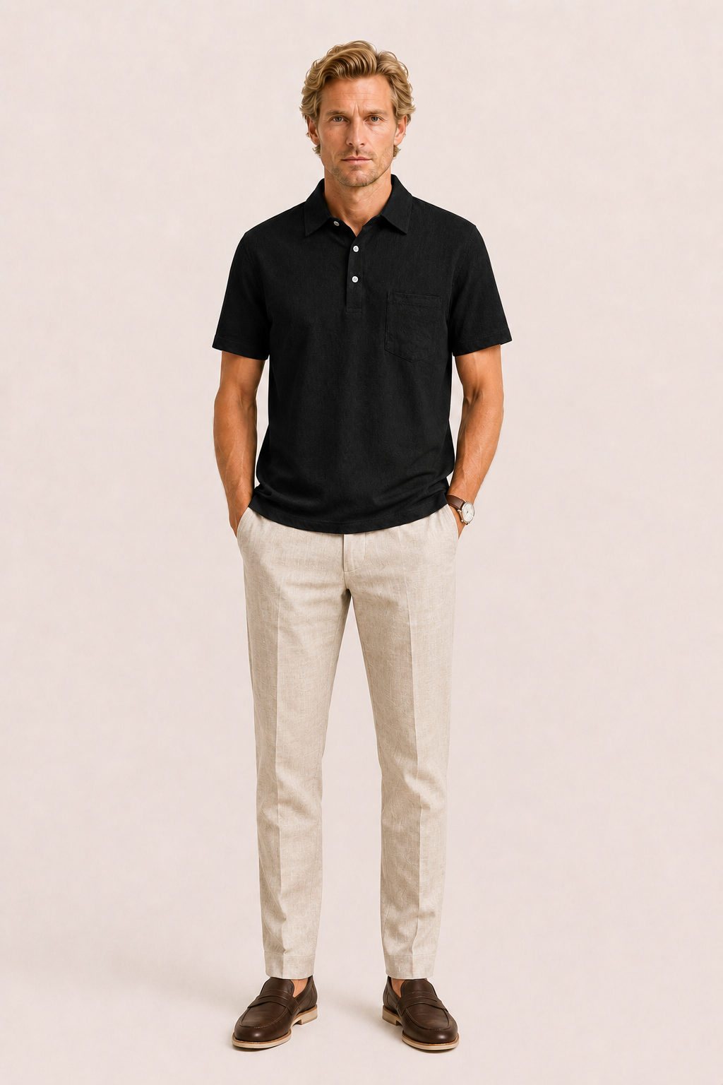 Linano Linen Polo Black