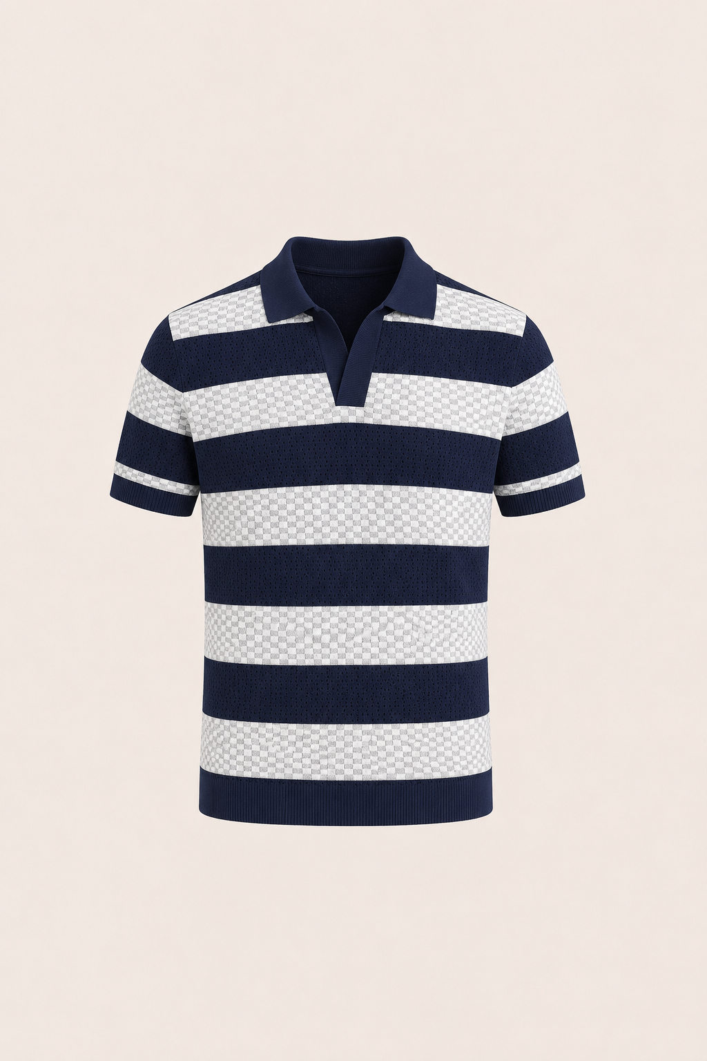 Covani Striped Polo Navy