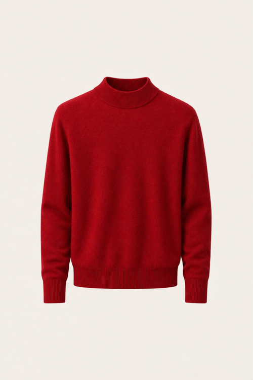 Aurelio Cashmere Mock Neck Red