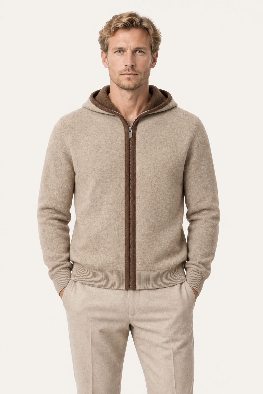 Ravalo Cashmere Zip Hoodie Brown