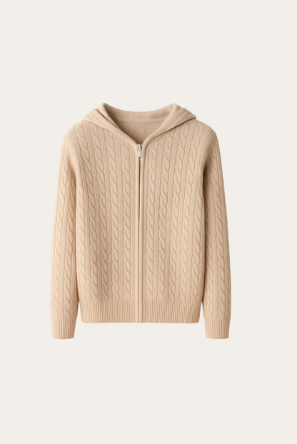 Beige Cashmere Zip Jacket