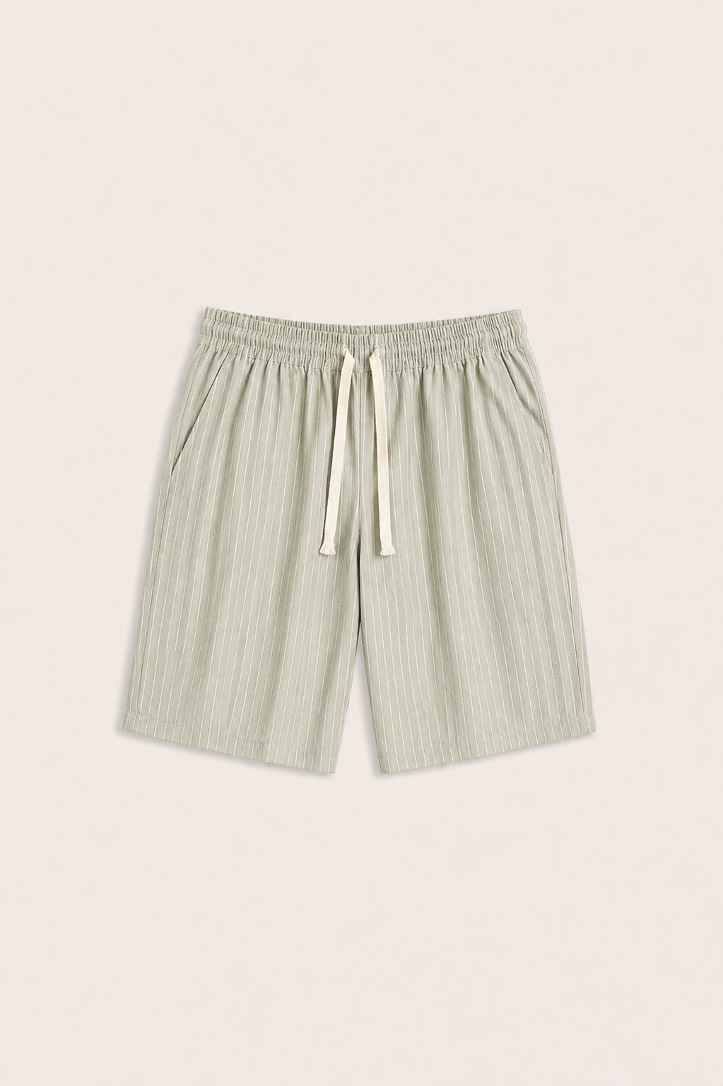 Vilero Cotton Striped Short Light Green