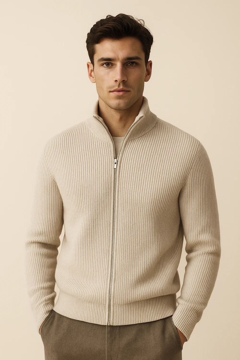 Arelon Cashmere Zip Knit Cream