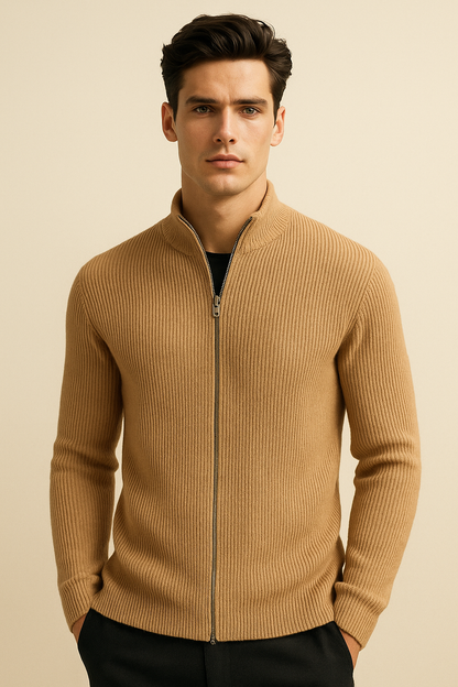 Arelon Cashmere Zip Knit Khaki