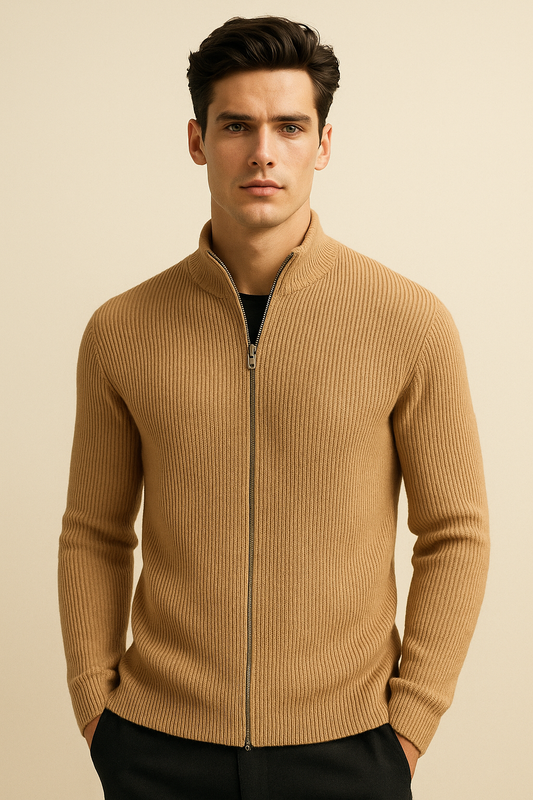 Arelon Cashmere Zip Knit Khaki
