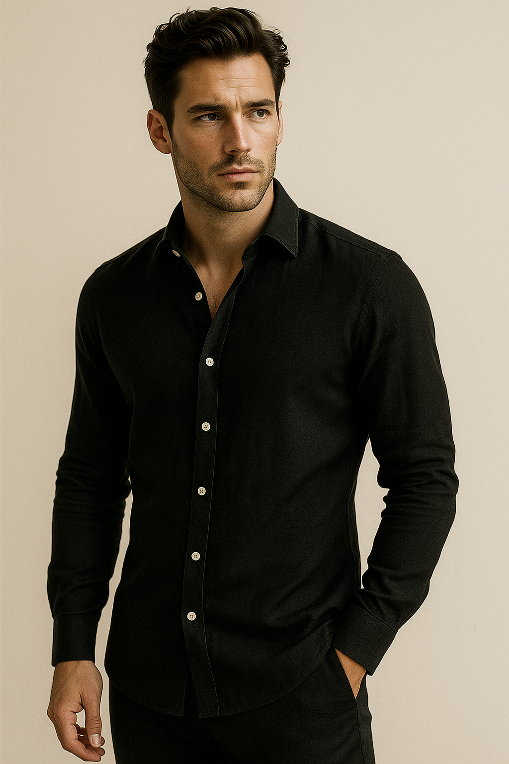 Avari Linen Shirt Black