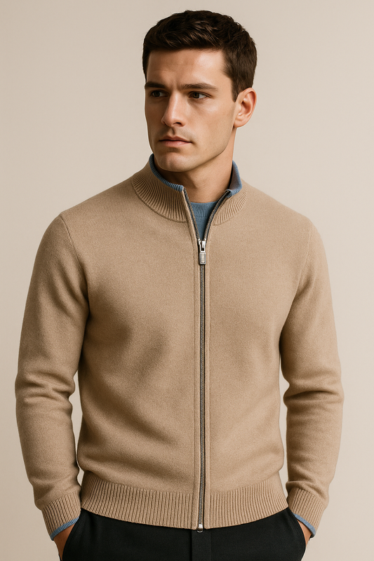 Neviro Zip Cardigan Beige