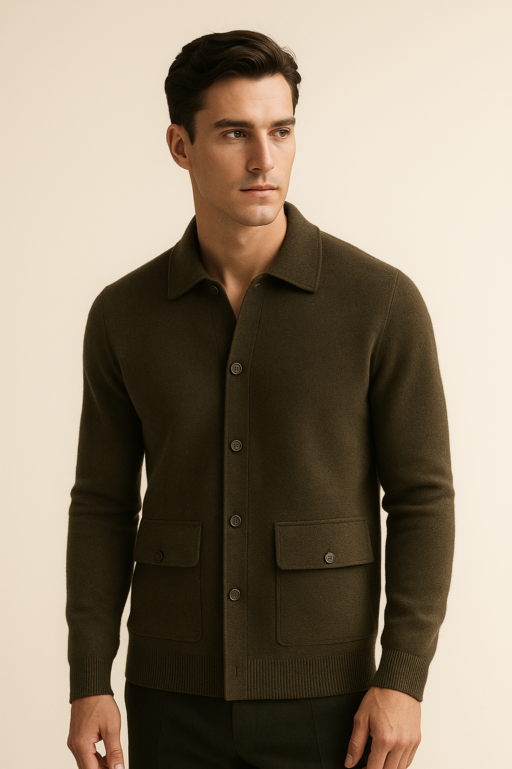 Silavo Cashmere Cardigan Olive Green