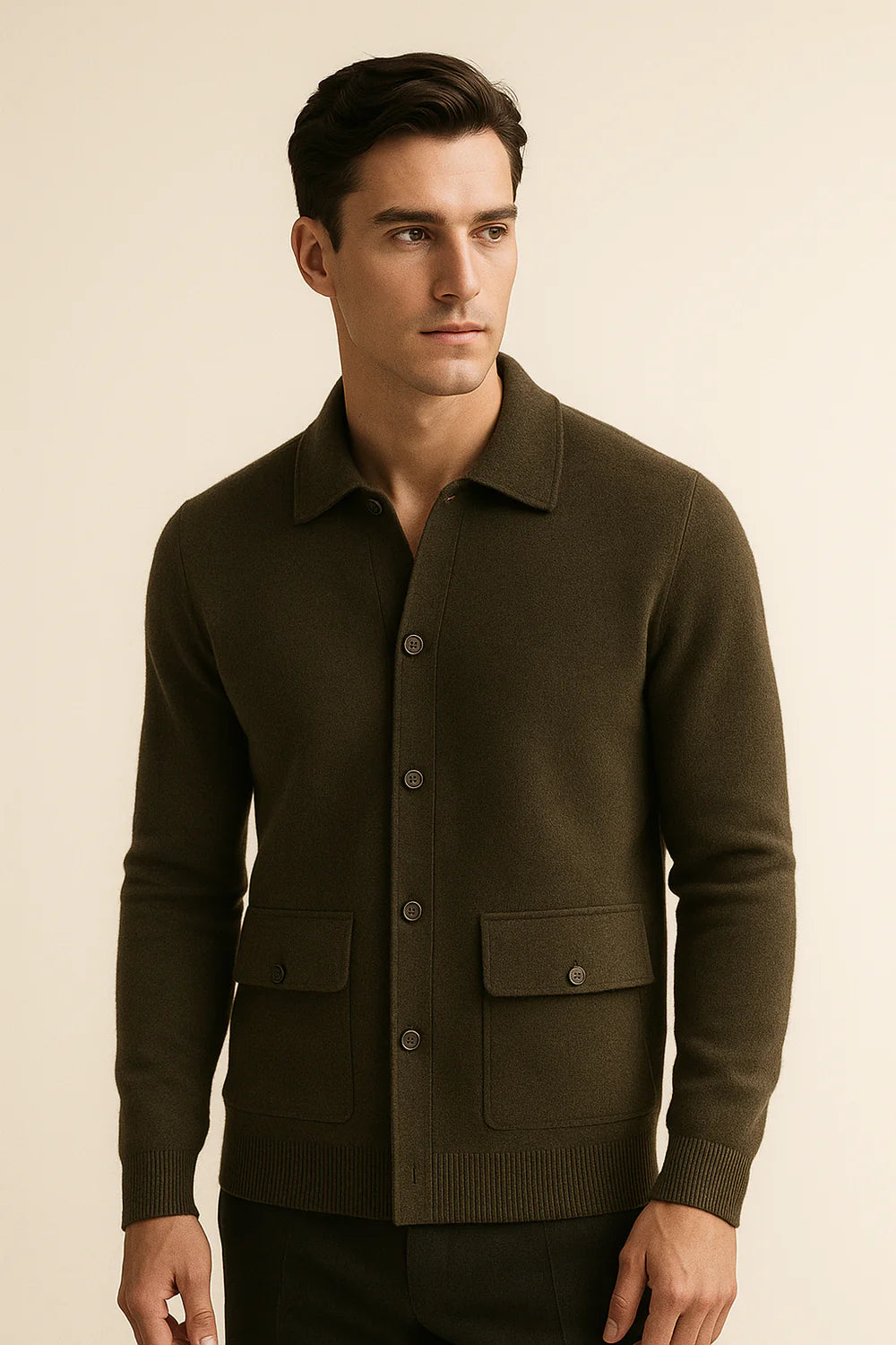 Silavo Cashmere Cardigan Olive Green
