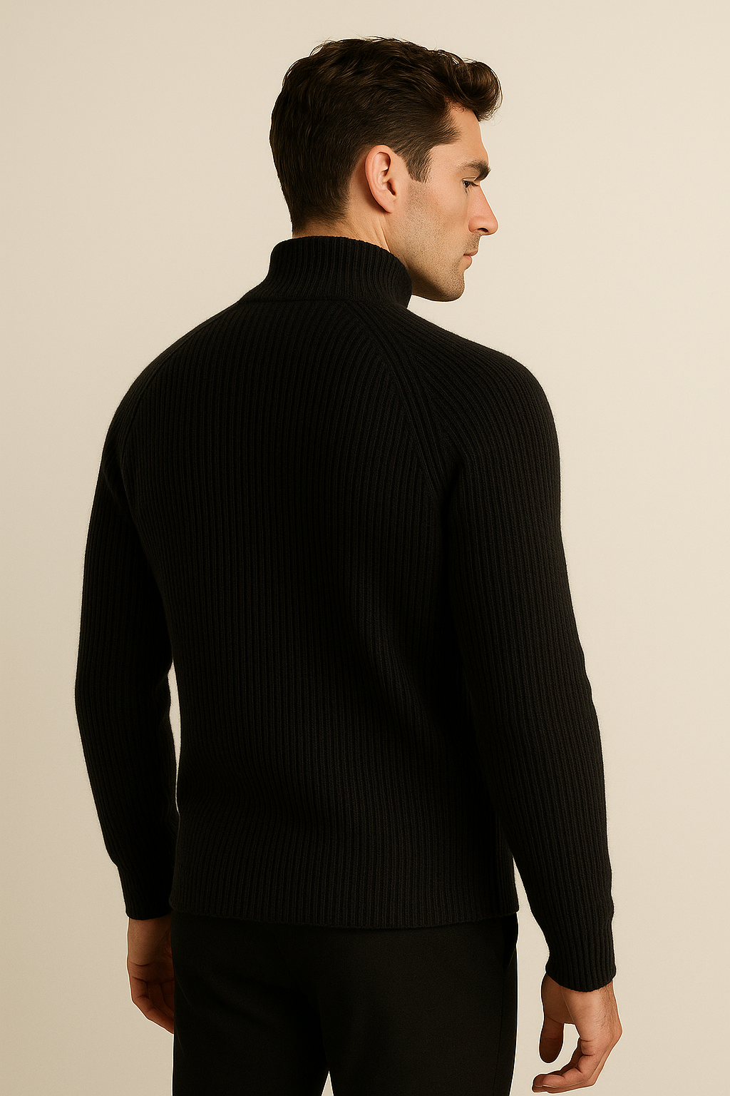 Selano Wool Zip Knit Black