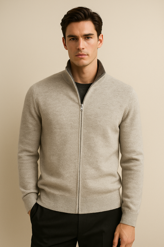 Sivaro Reversible Cashmere Zip Knit Grey & Dark Grey