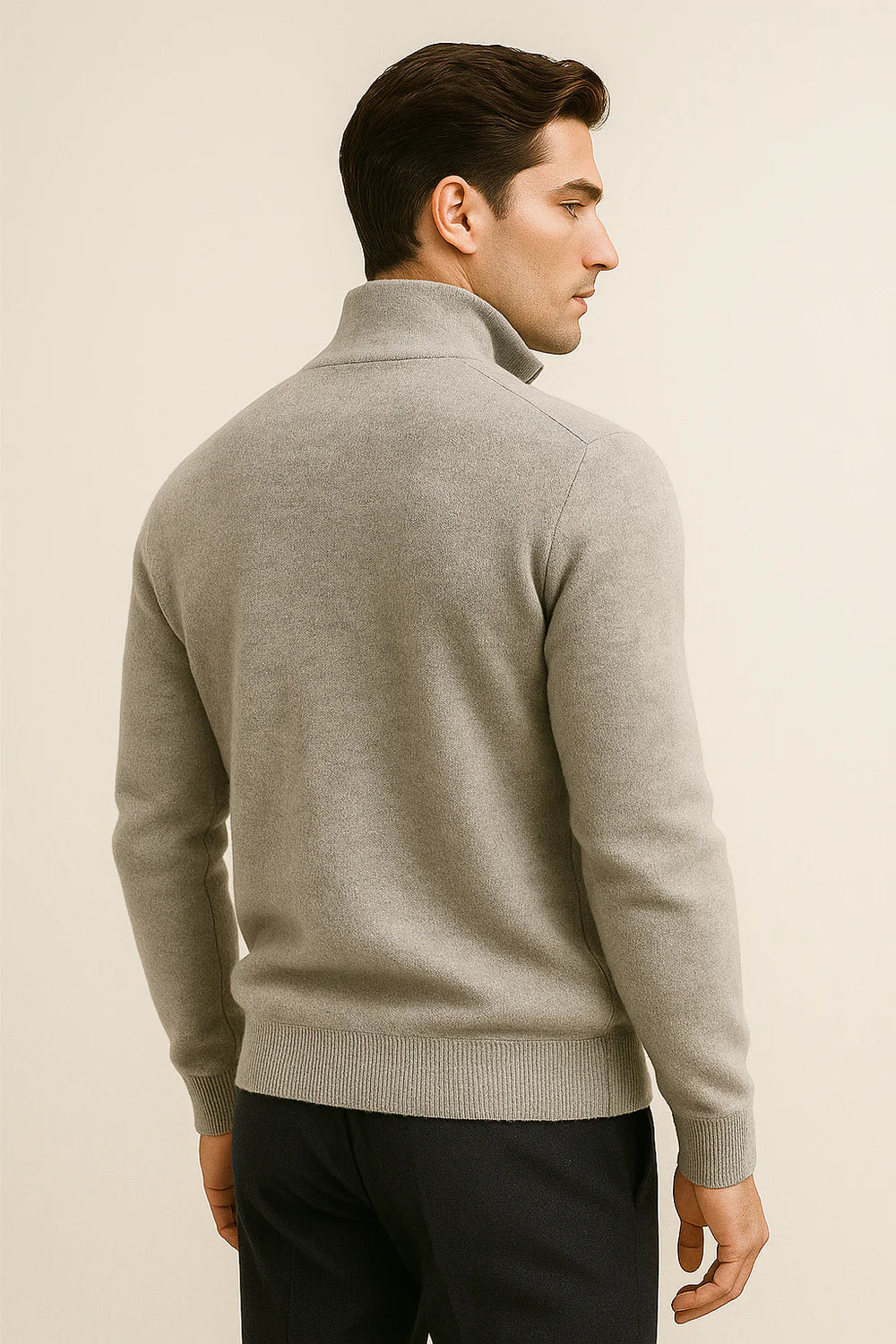 Sivaro Reversible Cashmere Zip Knit Beige & Grey