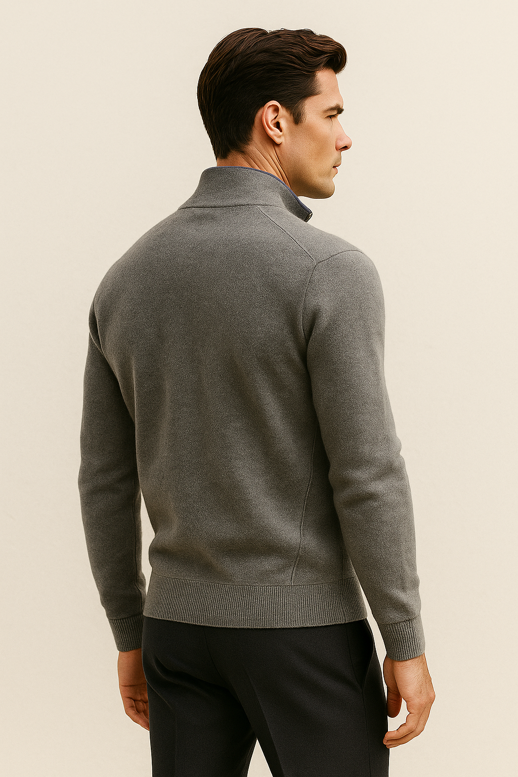 Sivaro Reversible Cashmere Zip Knit Navy & Grey