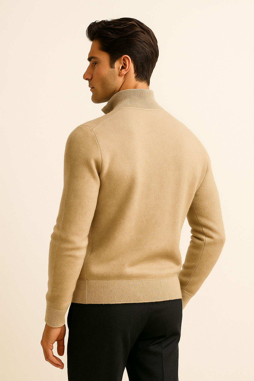 Sivaro Reversible Cashmere Zip Knit Beige & Grey