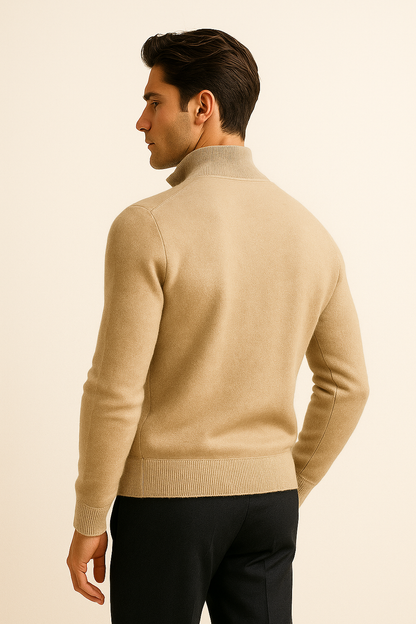 Sivaro Reversible Cashmere Zip Knit Beige & Grey