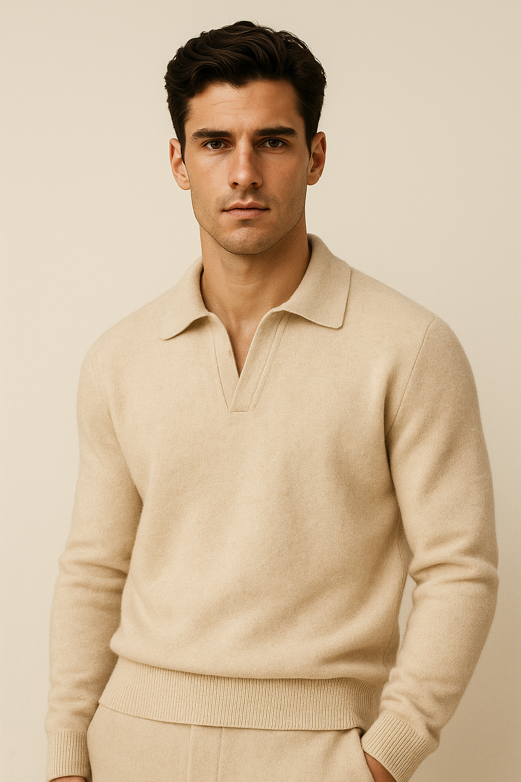 Malero Cashmere Polo Knit Oatmeal