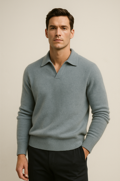 Malero Cashmere Polo Knit Light Blue