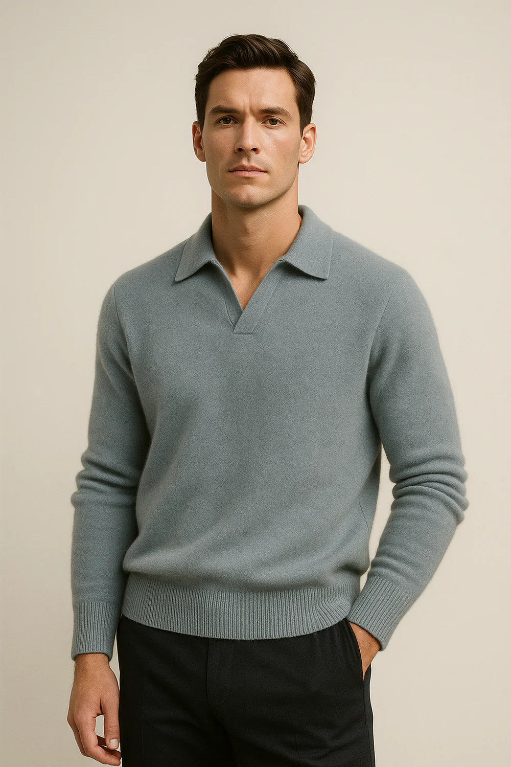 Malero Cashmere Polo Knit Light Blue
