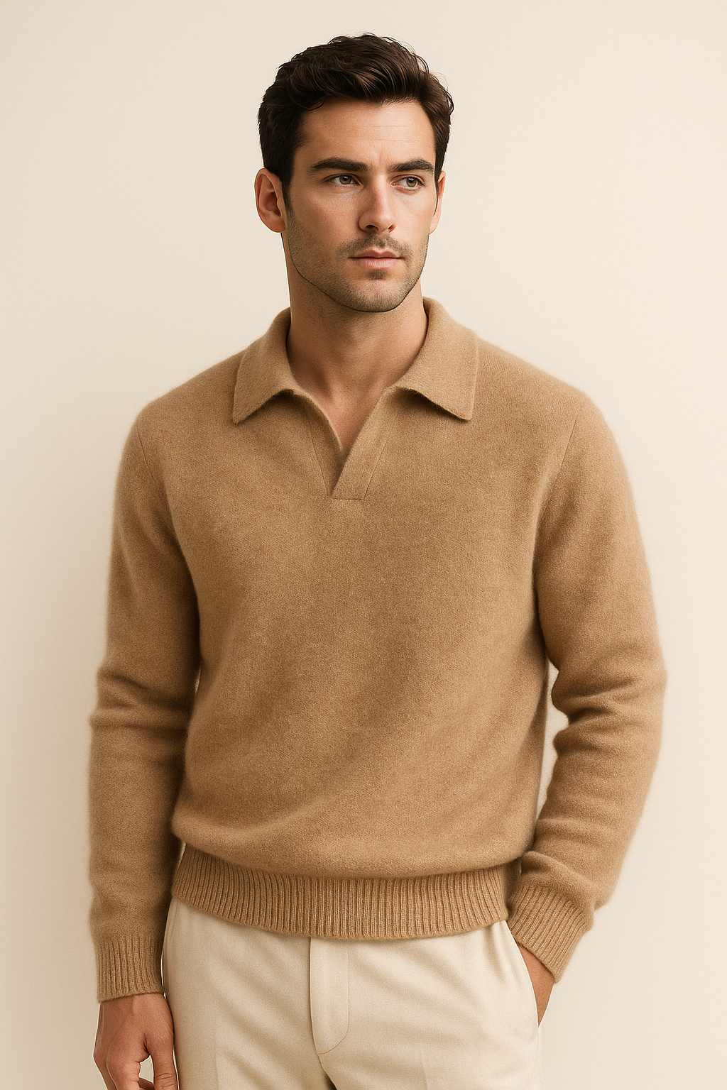Malero Cashmere Polo Knit Light Brown