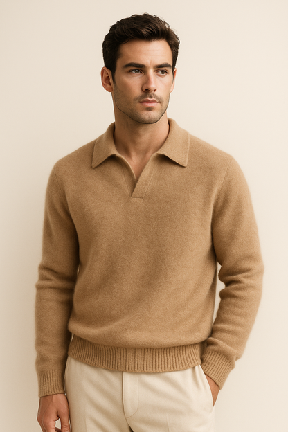 Malero Cashmere Polo Knit Light Brown