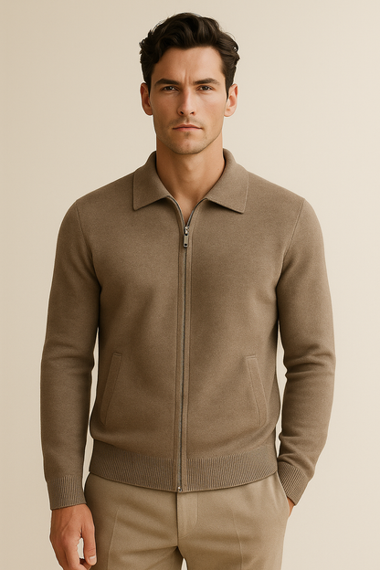 Teravo Merino Zip Sweater Taupe