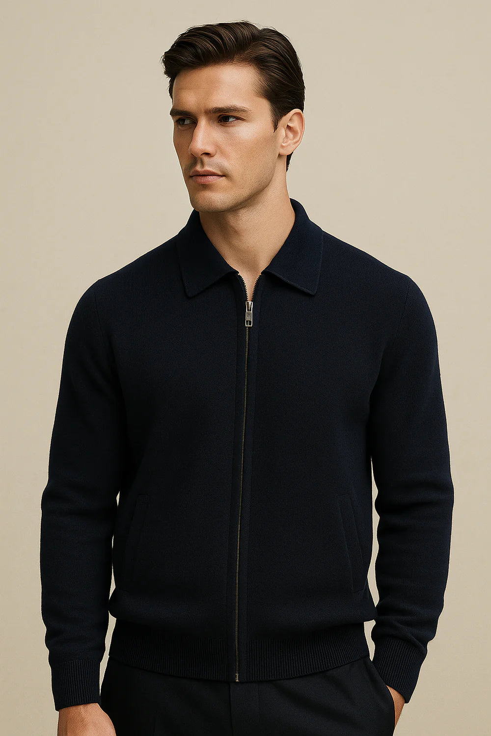Teravo Merino Zip Sweater Navy