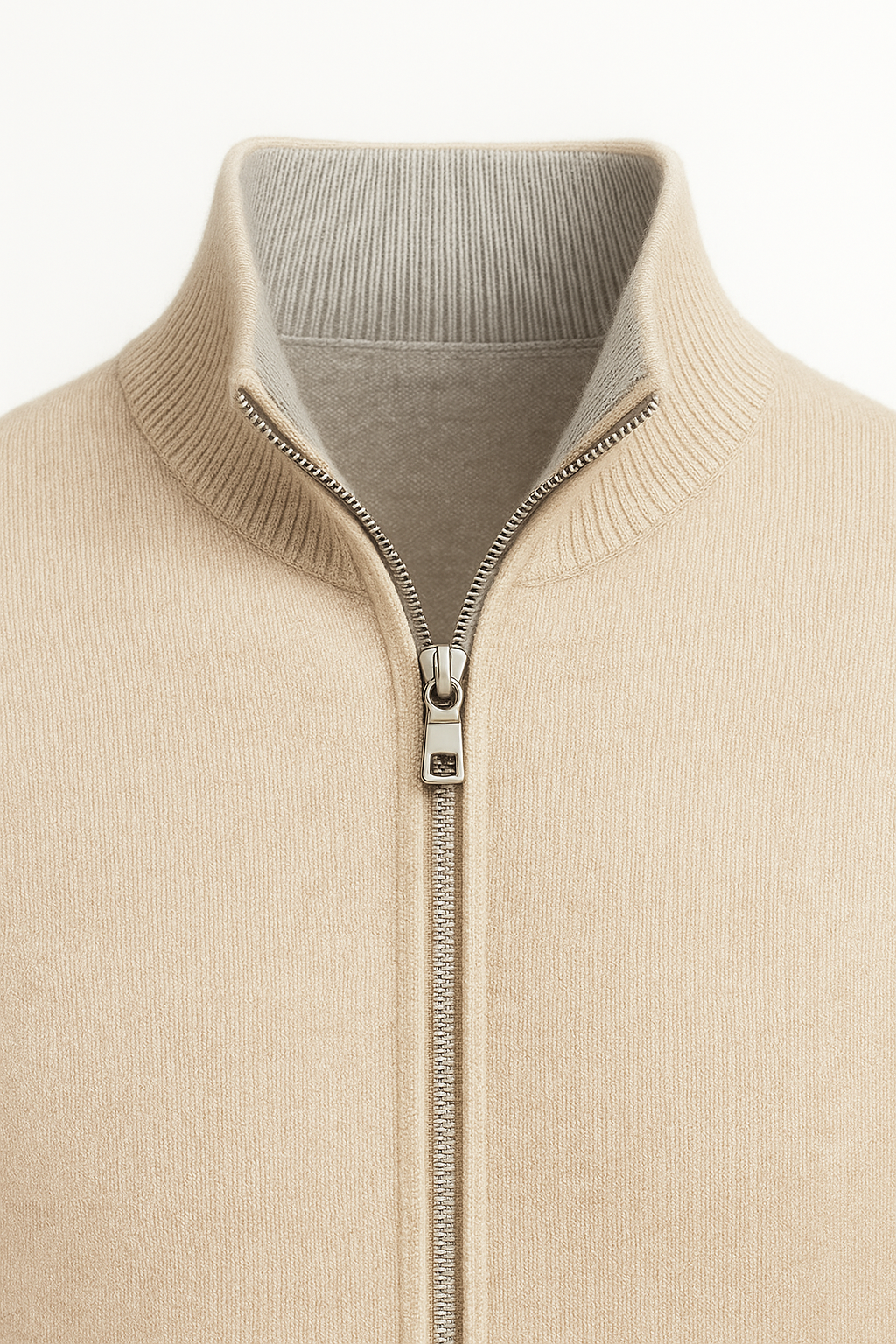 Sivaro Reversible Cashmere Zip Knit Beige & Grey