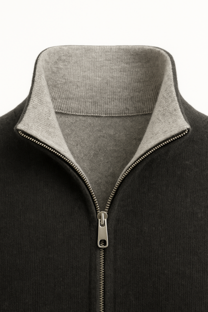 Sivaro Reversible Cashmere Zip Knit Grey & Dark Grey